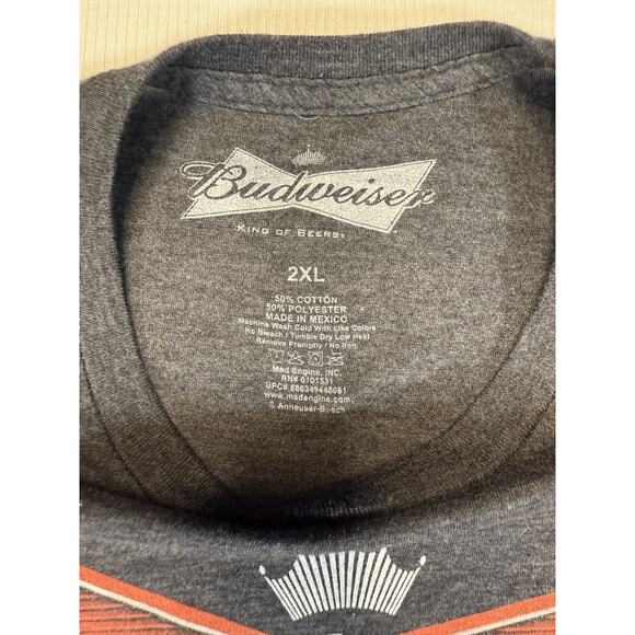 Budweiser Bowtie Logo T-Shirt 2XL Gray Heather King of Beers Graphic Tee - Picture 6 of 7